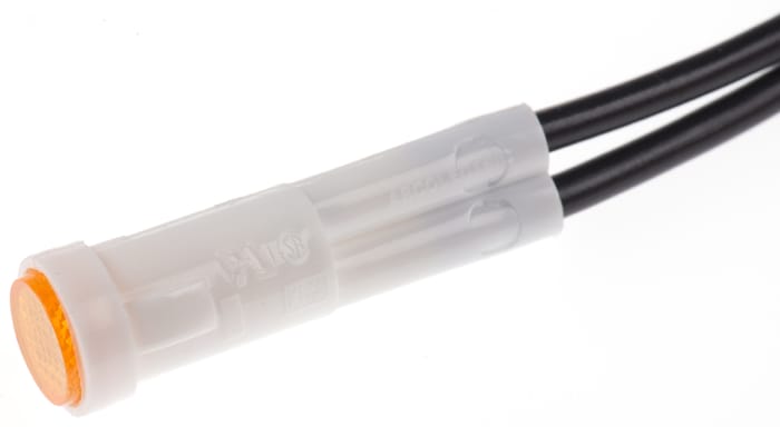 Arcolectric (Bulgin) Ltd 2950 Series Orange Neon Panel Mount Indicator, 230V ac, 8mm Mounting Hole Size, Lead Wires