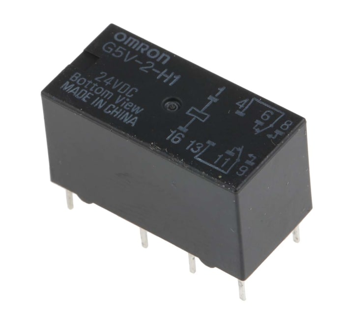 Omron PCB Mount Signal Relay, 24V dc Coil, 1A Switching Current, DPDT