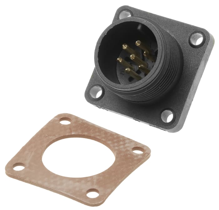 Hirschmann, CM, Polyamide 7 Way Panel Mount MIL Spec Circular Connector PlugBlack, Socket Contacts,Shell Size 14, Screw