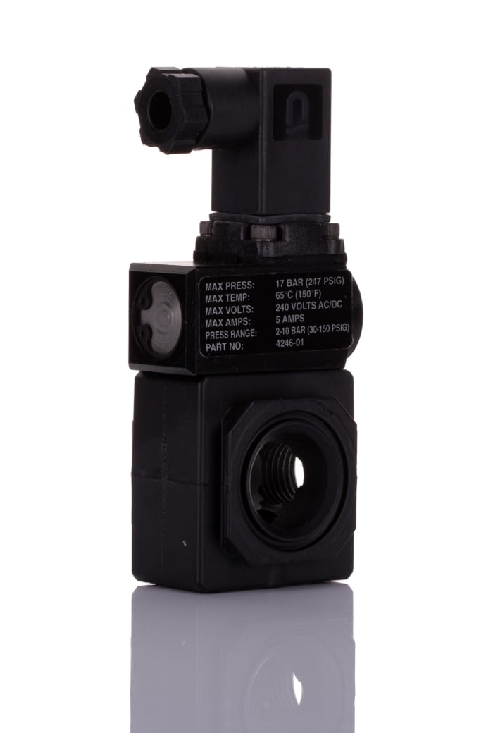 Norgren Basınç Sensörü, Hava için, Maksimum Basınç: 17bar, G1/4, 240 V ac/dc, IP65