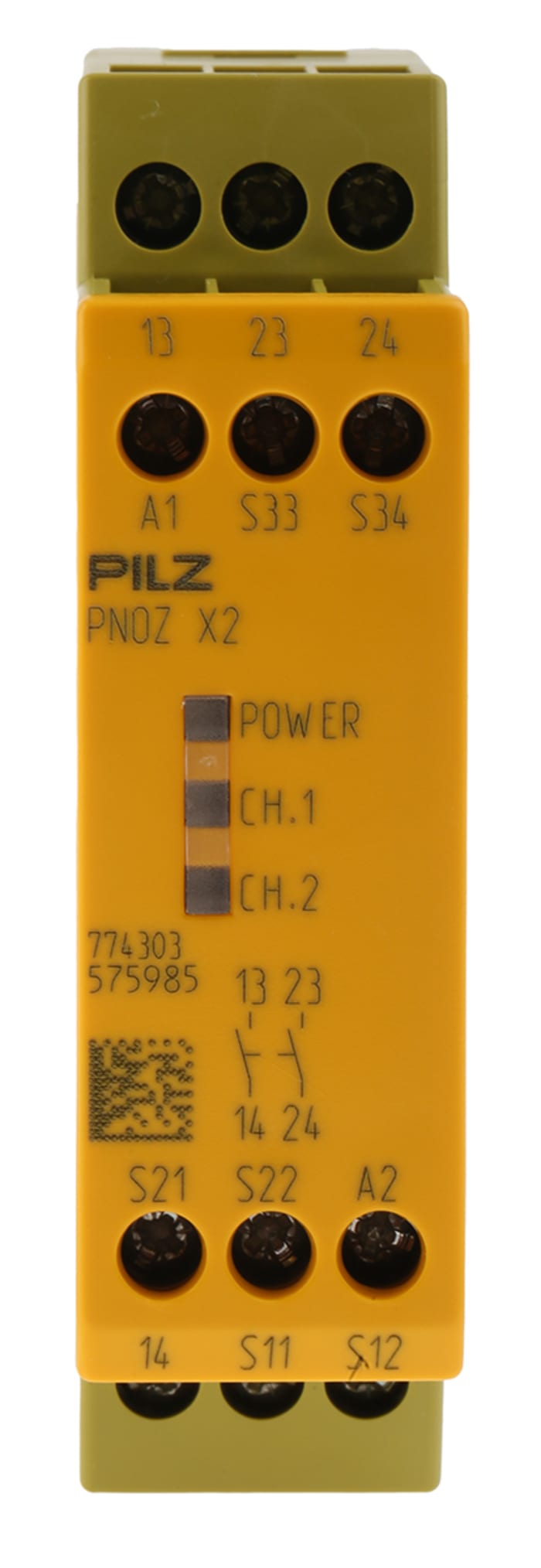 Pilz PNOZ X PNOZ X2 Emergency Stop Safety Relay, 24V ac/dc, Dual-Channel, 2 Safety Contacts