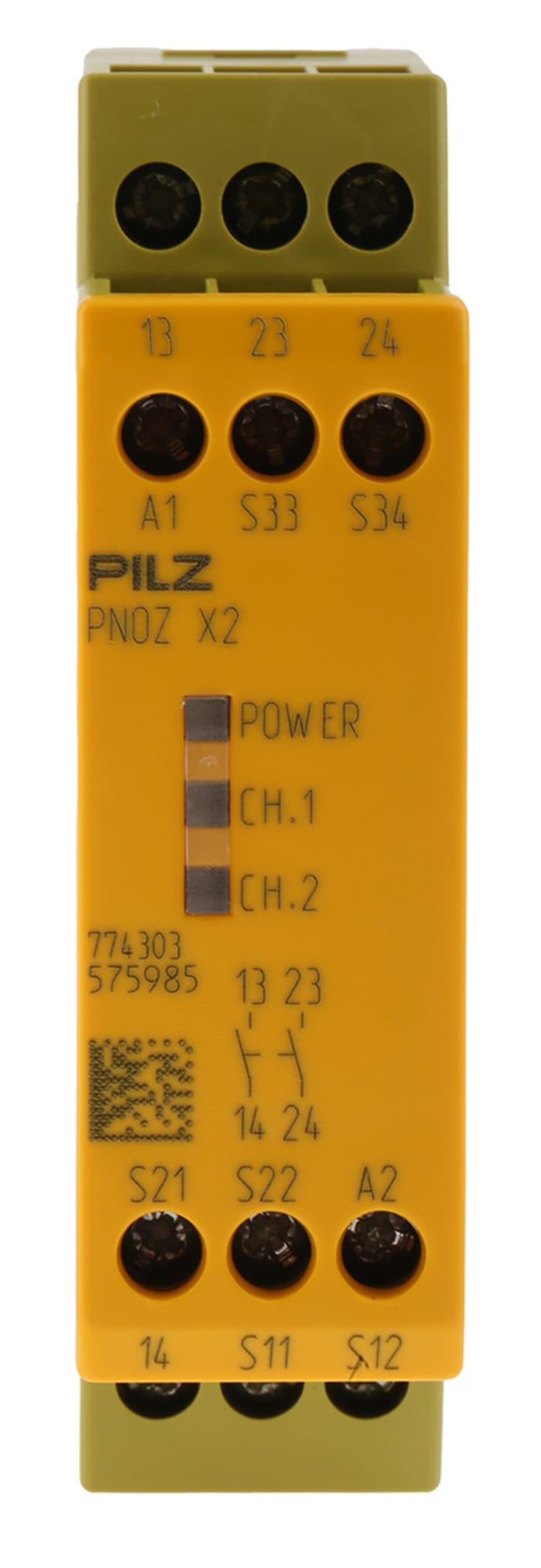 Relé de seguridad Pilz PNOZ X PNOZ X2 de 2 canales, para Parada de Emergencia, 24V ac/dc, cat. seg. ISO 13849-1 4