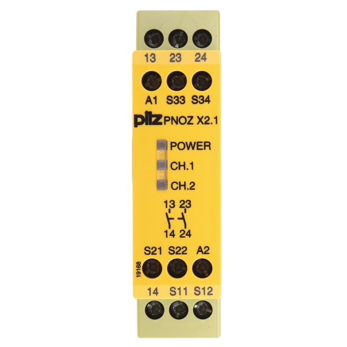 Pilz PNOZ X2.1 Emergency Stop Safety Relay, 24V ac/dc, Dual-Channel, 2 Safety Contacts