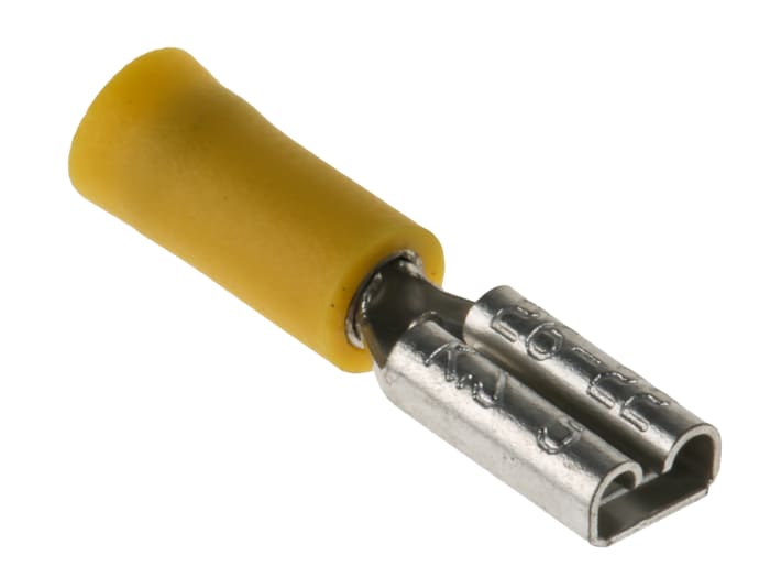 RS PRO Yellow Insulated Female Spade Connector, Double Crimp, 2.8 x 0.5mm Tab Size, 0.2mm² to 0.5mm²
