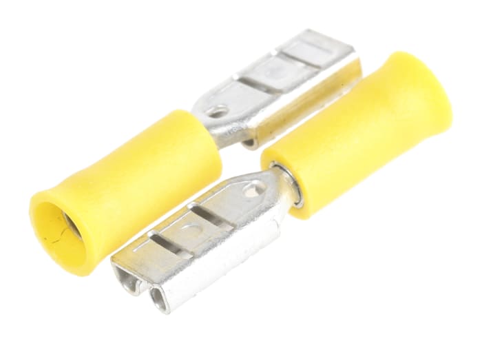 Terminal de lengüeta hembra aislado de color Amarillo RS PRO de crimpar, 2.8 x 0.8mm, 0.2mm² → 0.5mm², long. 16mm, de