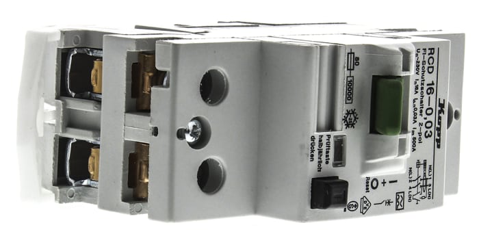 Interrupteur différentiel Kopp, 2P 16 A, 30mA Instantané, Rail DIN