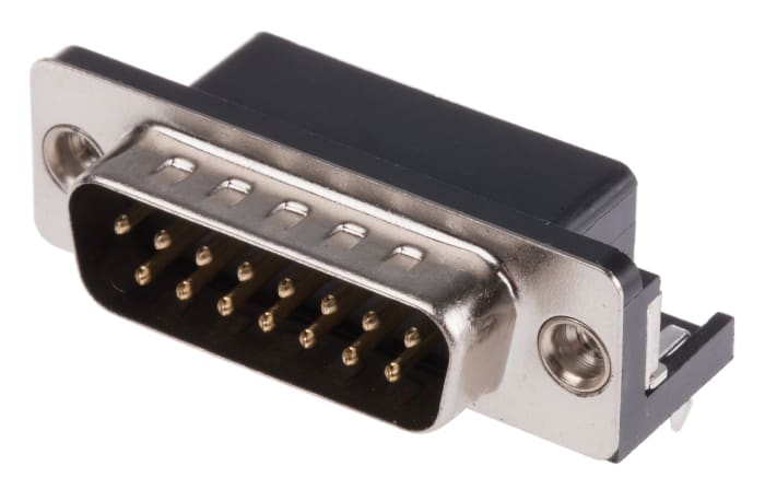 RS PRO 15 Way Right Angle Through Hole D-sub Connector Plug, 2.77mm Pitch, with 4-40 UNC, Threaded Insert