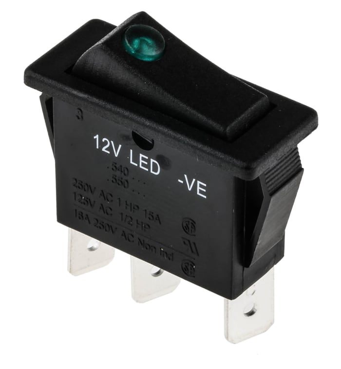 Arcolectric (Bulgin) Ltd Illuminated SPST, On-Off Rocker Switch Panel