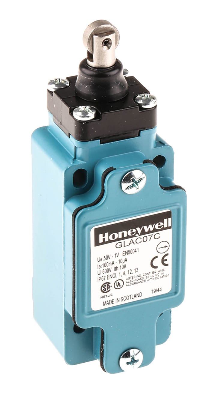 Honeywell GLA Series Plunger Limit Switch, NO/NC, IP67, SPDT, Die Cast Zinc Housing, 50V ac Max, 100mA Max