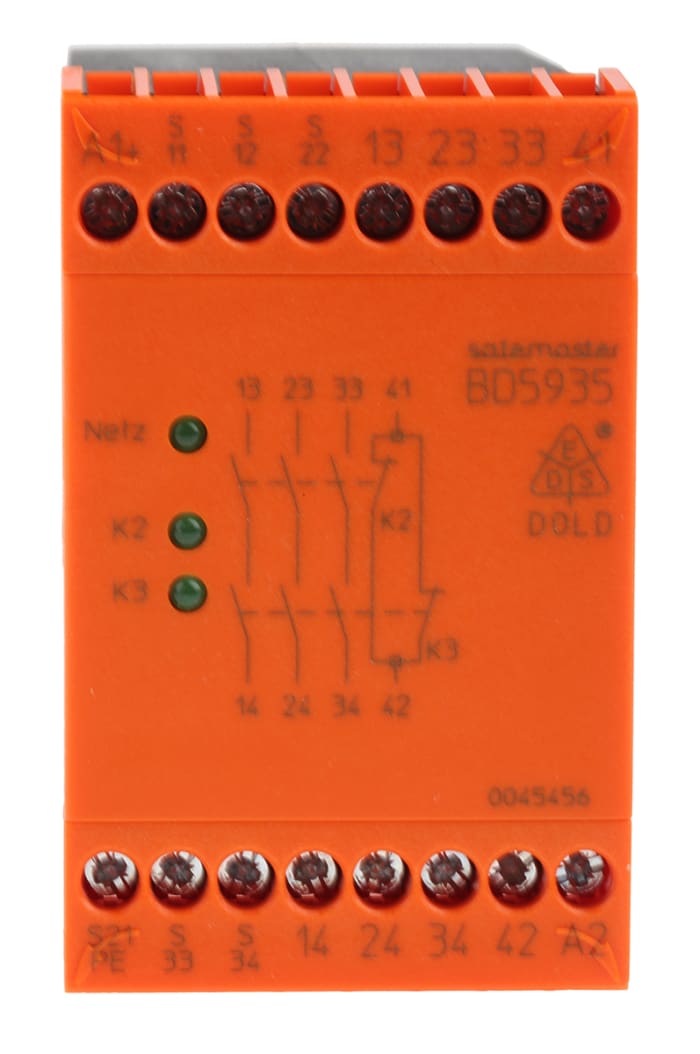 Dold Safemaster BD 5935 Safety Relay 24V dc, Single/Dual-Channel 4 Safety Contacts