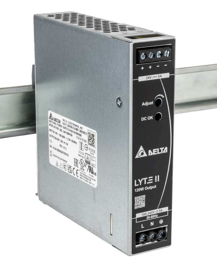 Delta Electronics DRL Switched Mode DIN Rail Power Supply, 90 → 264V ac ac Input, 24V dc dc Output, 5A Output,