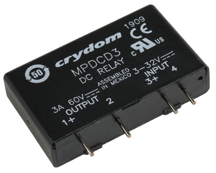 Sensata Crydom DRA1 Series Solid State Relay, 3 A Load, PCB Mount, 60 V dc Load, 32 V dc Control