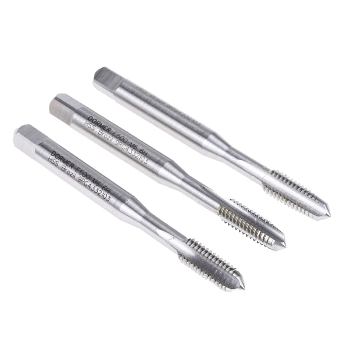 Jeu de tarauds M6, pas de 1mm, Métrique, HSS, Taraud à main