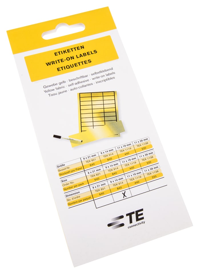 TEK 914 Idento, Idento Yellow Adhesive Label Sheet, Pack of 840, 242-0658
