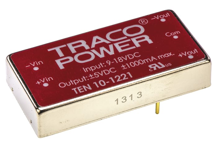 TRACOPOWER TEN 10 DC-DC Converter, ±5V dc/ ±1A Output, 9 → 18 V dc Input, 10W, Through Hole, +85°C Max Temp