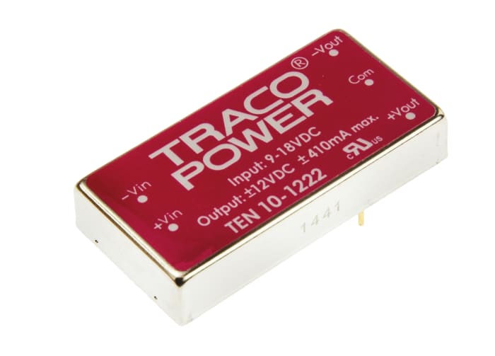TRACOPOWER TEN 10 DC-DC Converter, ±12V dc/ ±415mA Output, 9 → 18 V dc Input, 10W, Through Hole, +85°C Max Temp