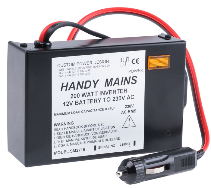 Custom Power Design Quasi Sine Wave 200W Power Inverter, 11 → 15V dc Input, 230V ac Output