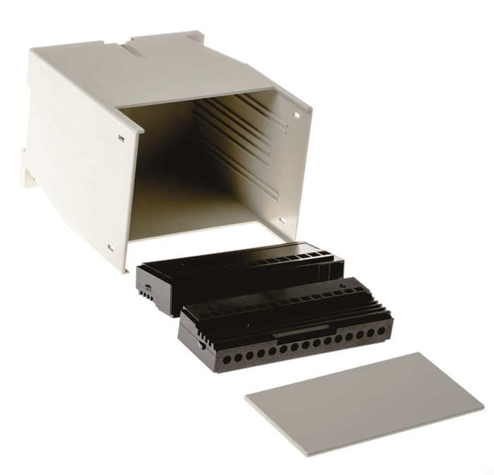 Caja para carril DIN RS PRO, de Policarbonato de color Gris, 75 x 99.7 x 110mm, IP20