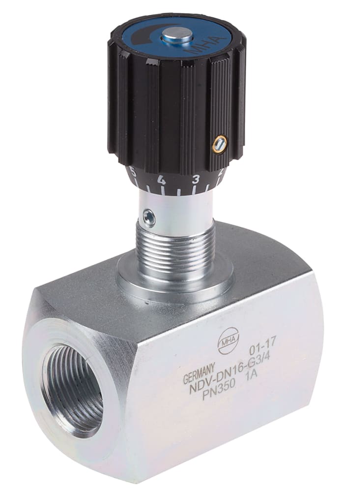 Vanne de régulation du débit hydraulique RS PRO, G 3/4, 350 bar Bars