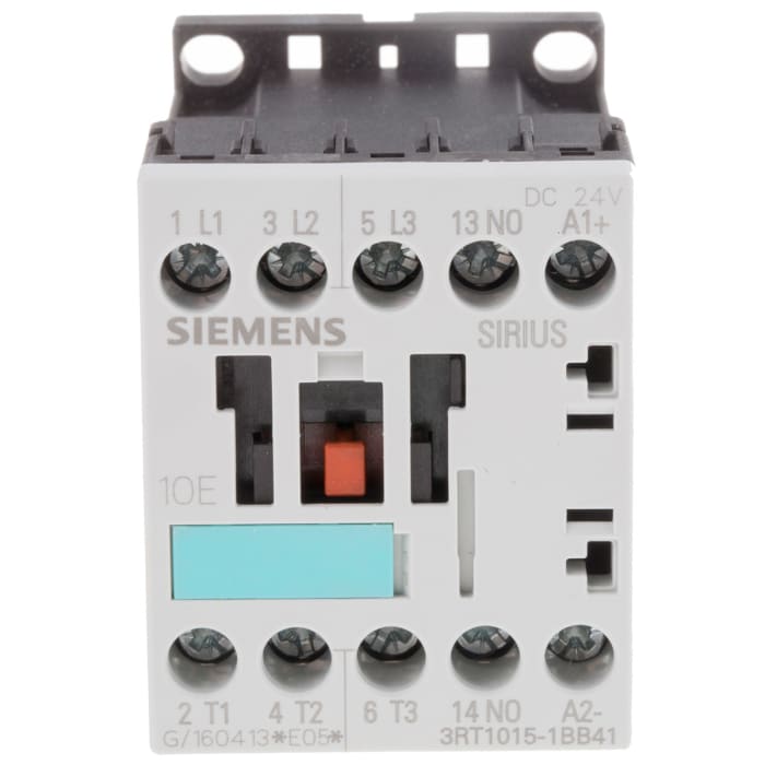 Siemens 3RT1 Series Contactor, 24 V dc Coil, 3-Pole, 7 A, 3 kW, 3NO, 400 V ac