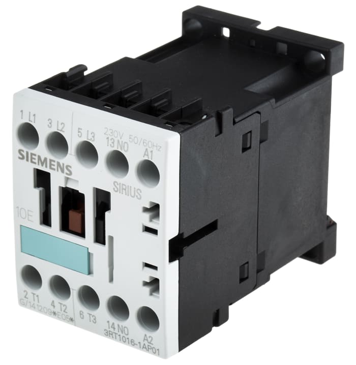 Siemens 3RT1 Series Contactor, 230 V ac Coil, 3-Pole, 9 A, 4 kW, 3NO, 400 V ac
