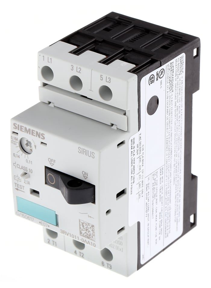 Disjoncteur moteur Siemens SIRIUS 3RV 3RV1 0,11 → 0,16 A