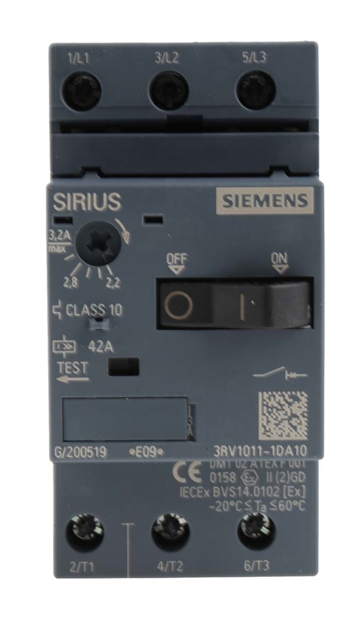 Siemens 2.2 → 3.2 A SIRIUS 3RV Motor Protection Circuit Breaker