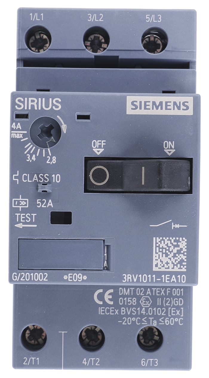Disjoncteur moteur Siemens SIRIUS 3RV 3RV1 2,8 → 4 A.