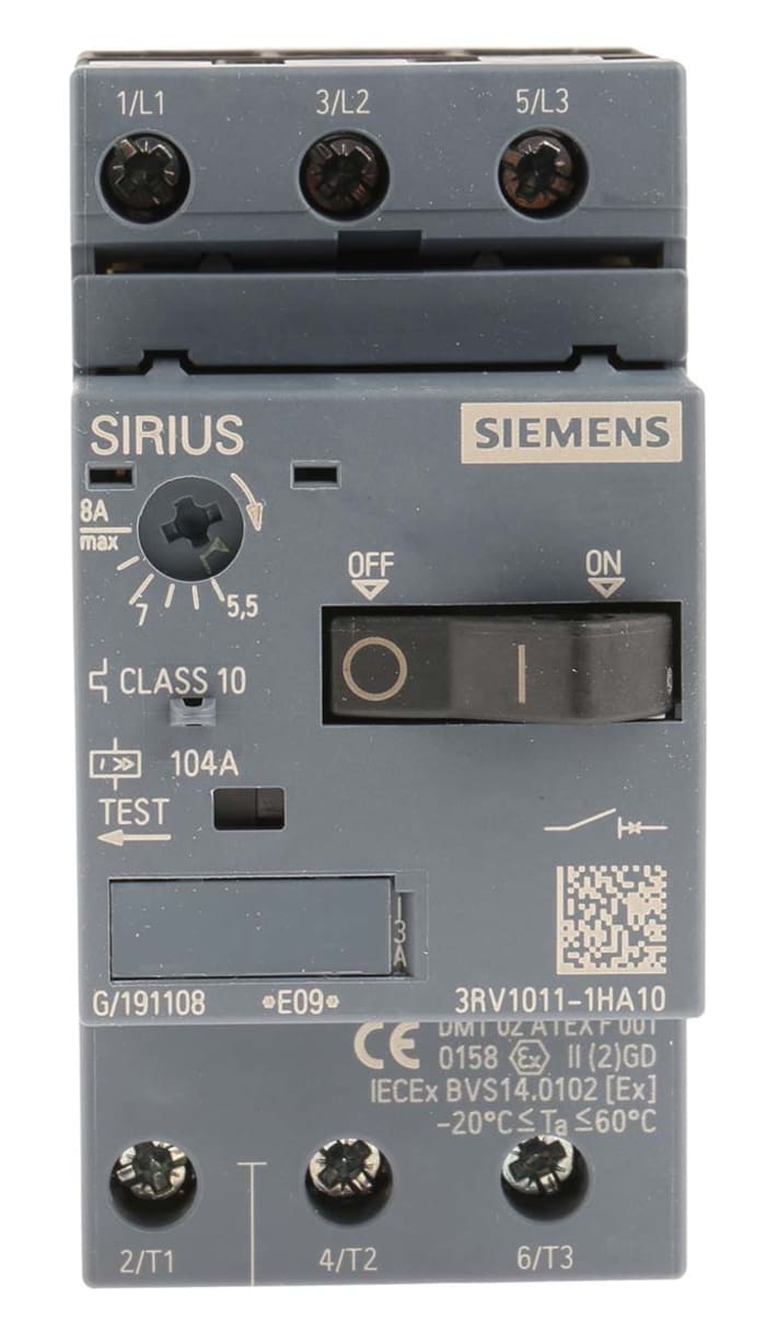 Siemens 5.5 → 8 A SIRIUS 3RV Motor Protection Circuit Breaker