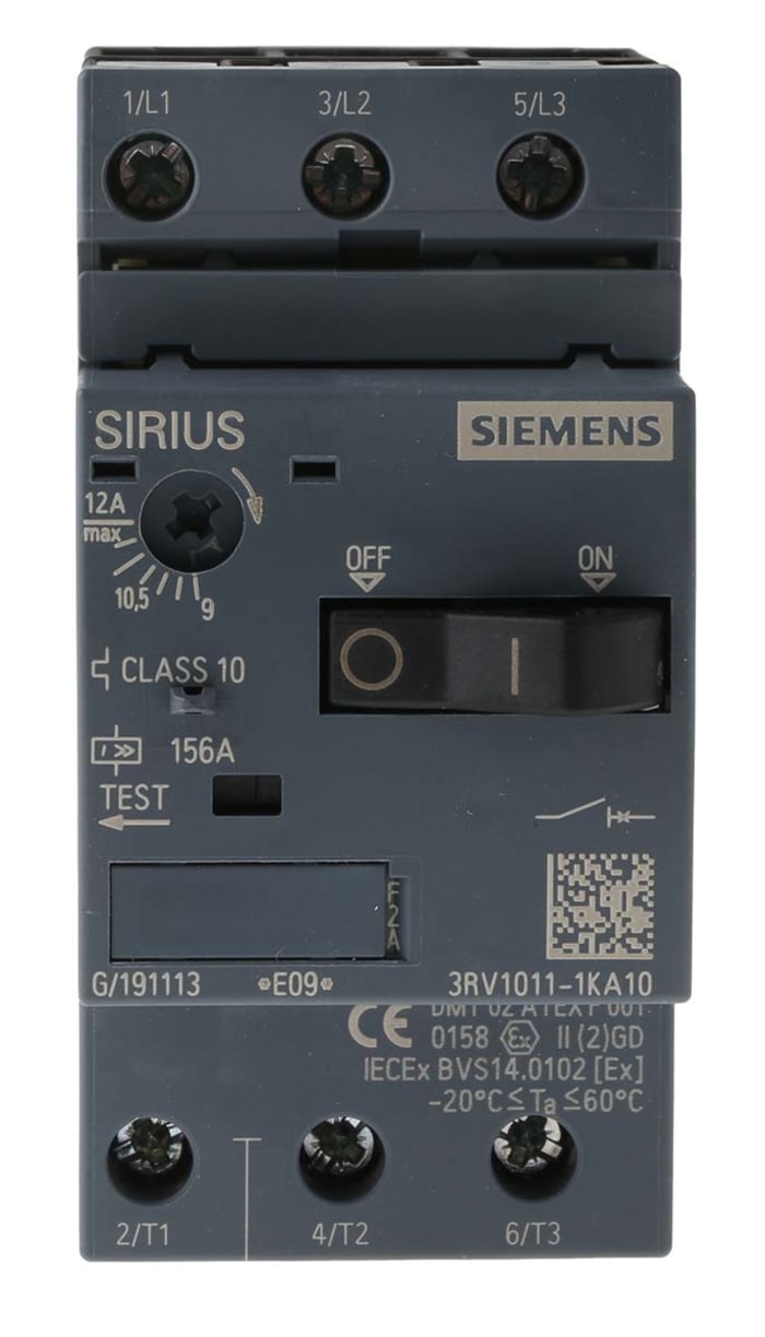 Siemens 9 → 12 A SIRIUS 3RV Motor Protection Circuit Breaker, 690 V