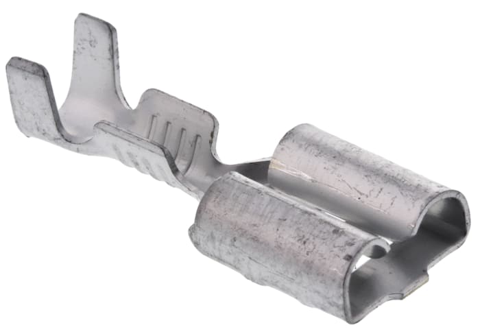 TE Connectivity FASTIN-FASTON .250 Black Uninsulated Female Spade Connector, Crimp, 6.35 x 0.81 mm Tab Size 22 AWG to 18