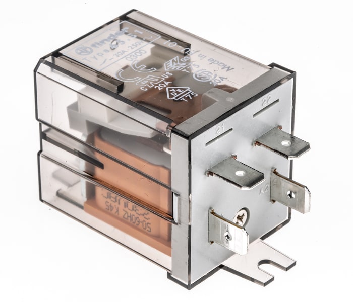 Relé sin enclavamiento Finder 65 de 1 polo, SPST-NC, SPST-NA, bobina 230V ac, Montaje por reborde