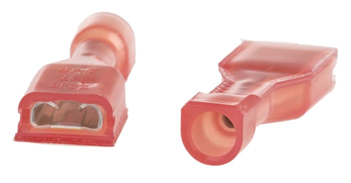 TE Connectivity Ultra-Fast .187 Red Insulated Female Spade Connector, Receptacle, 4.75 x 0.81mm Tab Size, 0.3mm² to