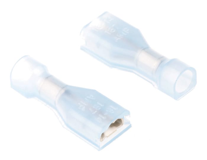 TE Connectivity Ultra-Fast .187 Blue Insulated Female Spade Connector, Receptacle, 4.75 x 0.51mm Tab Size, 1.3mm² to