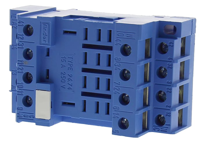 Finder 96 250V ac DIN Rail Relay Socket, for use with 56.34 Series Relay