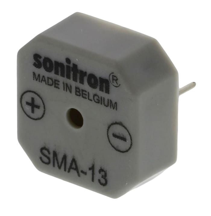 Sonitron 75dB Through Hole Continuous Internal Buzzer, 13.9 x 13.9 x 6mm, 1.5V dc Min, 24V dc Max