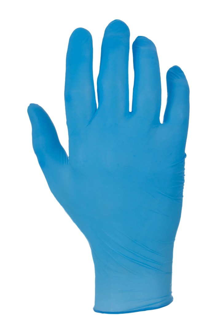 RS PRO Blue Powder-Free Nitrile Disposable Gloves, Size L, 100 per Pack