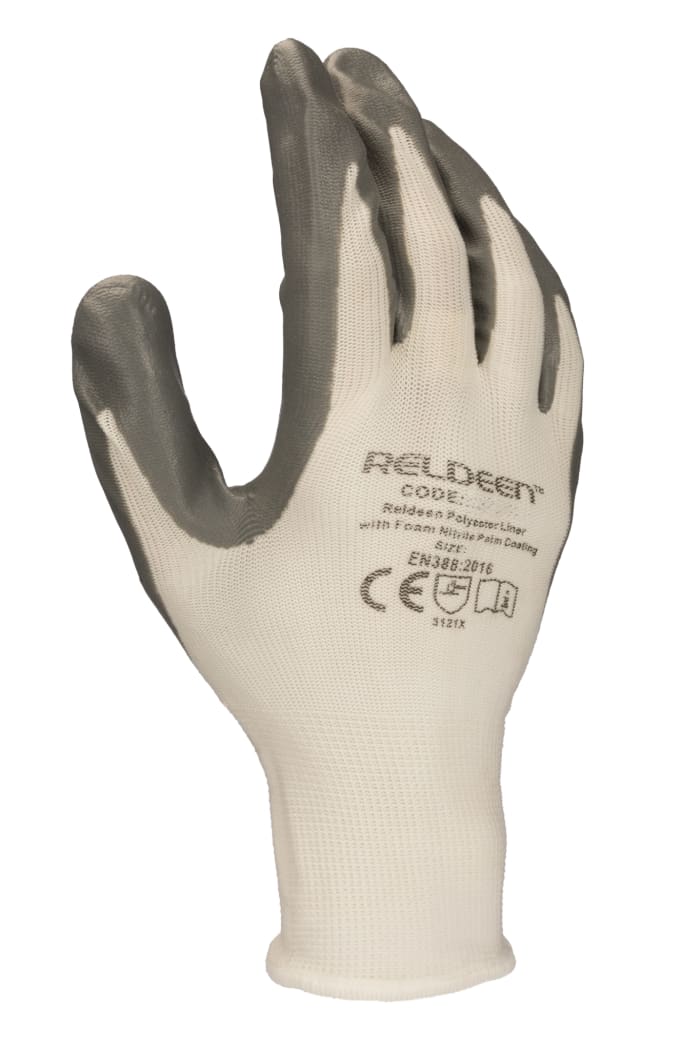 Guantes de Poliéster Gris RS PRO, talla 11, XXL, con recubrimiento de Nitrilo, Uso general