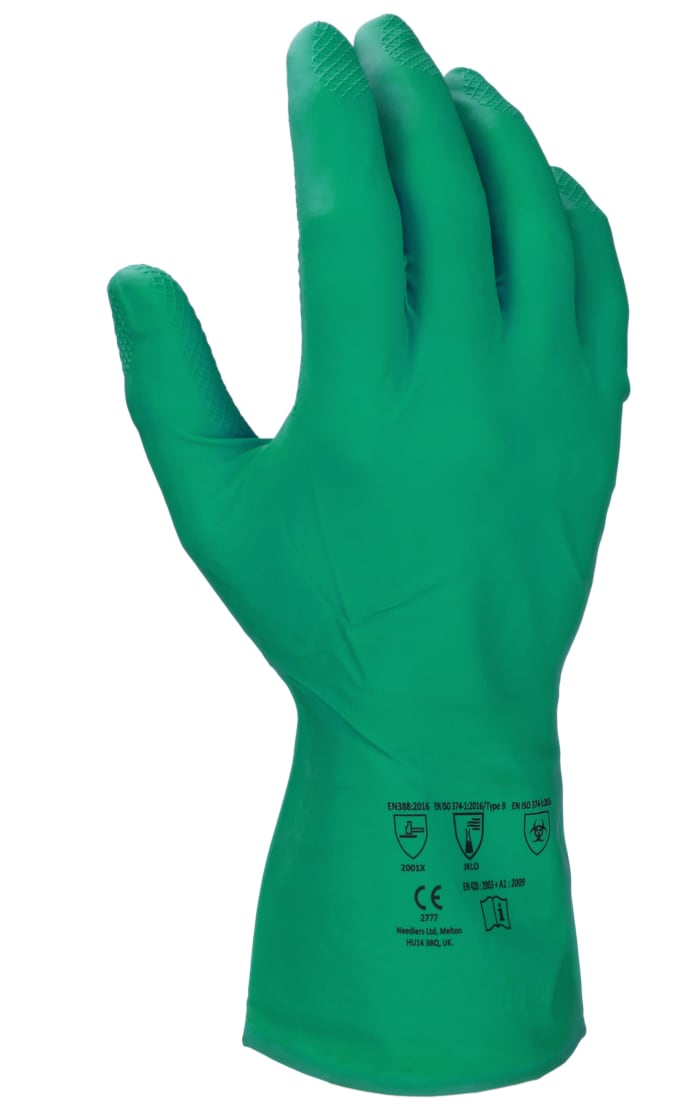 RS PRO Green Nitrile Butadiene Rubber Chemical Resistant Gloves, Size 12, XXXL