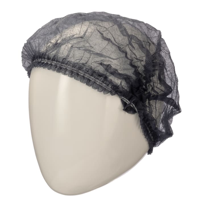 RS PRO Navy Disposable Hair Net for Food Industry Use, One-Size, Mob Cap Type, Non-Metal Detectable, 100Each per Package