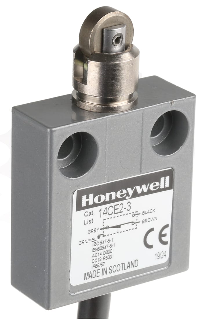 Honeywell 14CE Series Roller Plunger Limit Switch, NO/NC, IP65, IP66, IP67, IP68, SPDT, Die Cast Zinc Housing, 240V ac
