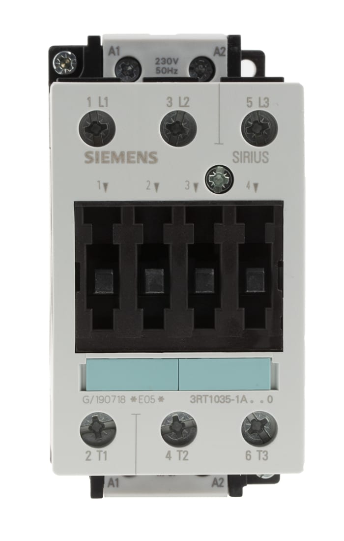 Contacteur Siemens série 3RT1, 3 pôles , 3NO, 40 A, 230 V c.a., 18,5 kW