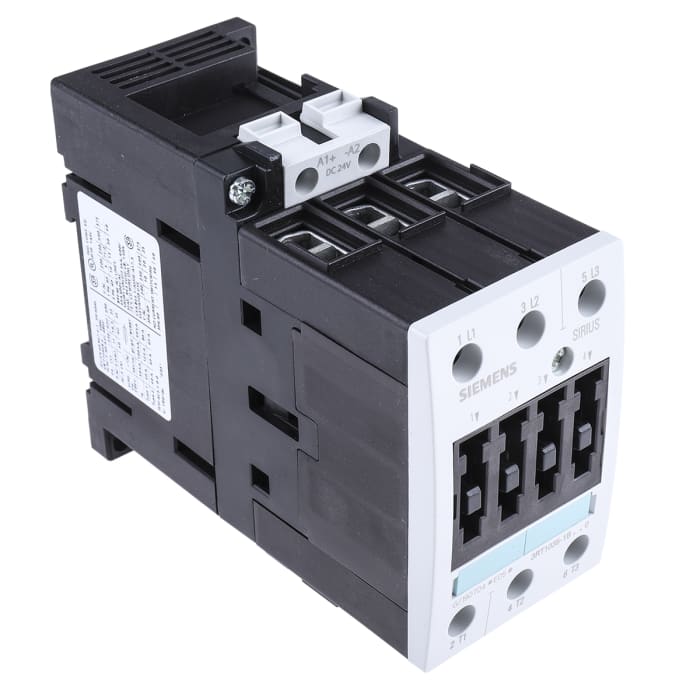 Siemens 3RT1 Series Contactor, 24 V dc Coil, 3-Pole, 40 A, 18.5 kW, 3NO, 400 V ac