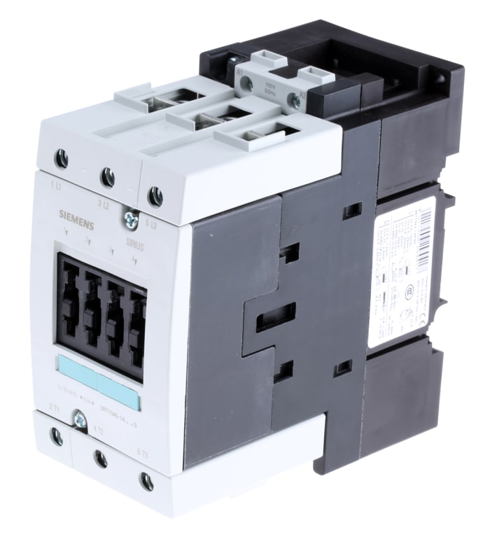 Siemens 3RT1 Series Contactor, 110 V ac Coil, 3-Pole, 80 A, 37 kW, 3NO, 500 V ac