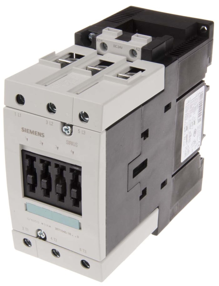 Siemens 3RT1 Series Contactor, 24 V dc Coil, 3-Pole, 80 A, 37 kW, 3NO, 400 V ac