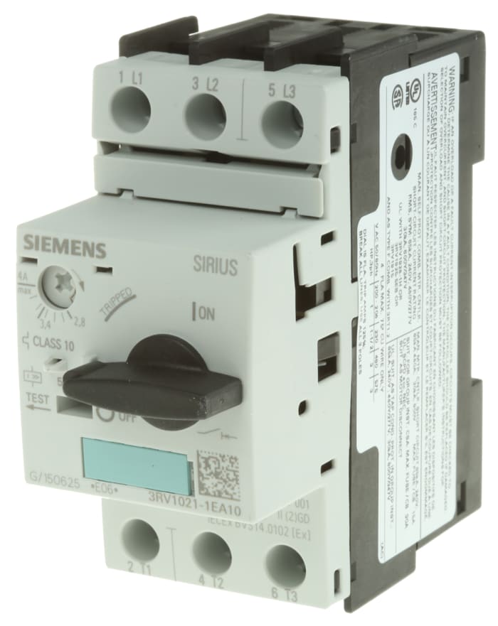 Disjoncteur de protection moteur Siemens, 3 pôles, 2,8 → 4 A, 690 V Sirius Innovation