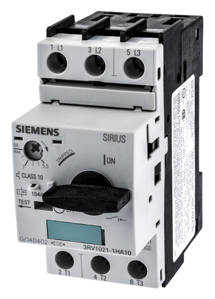 Ochranný jistič motoru 5.5 → 8 A Siemens, rozsah: Sirius Innovation