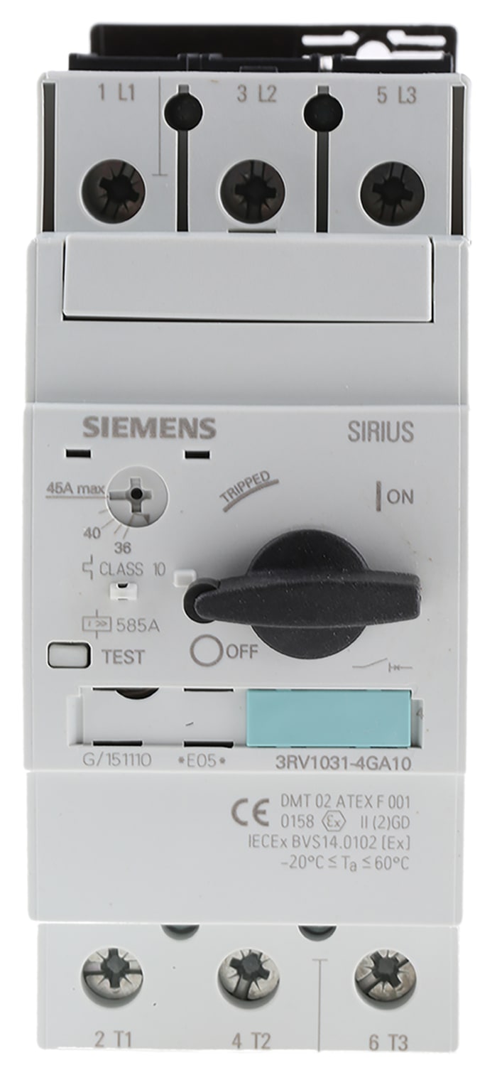 Siemens Sirius Innovation 690 V Motor Protection Circuit Breaker - 3P Channels, 36 → 45 A, 4 kA