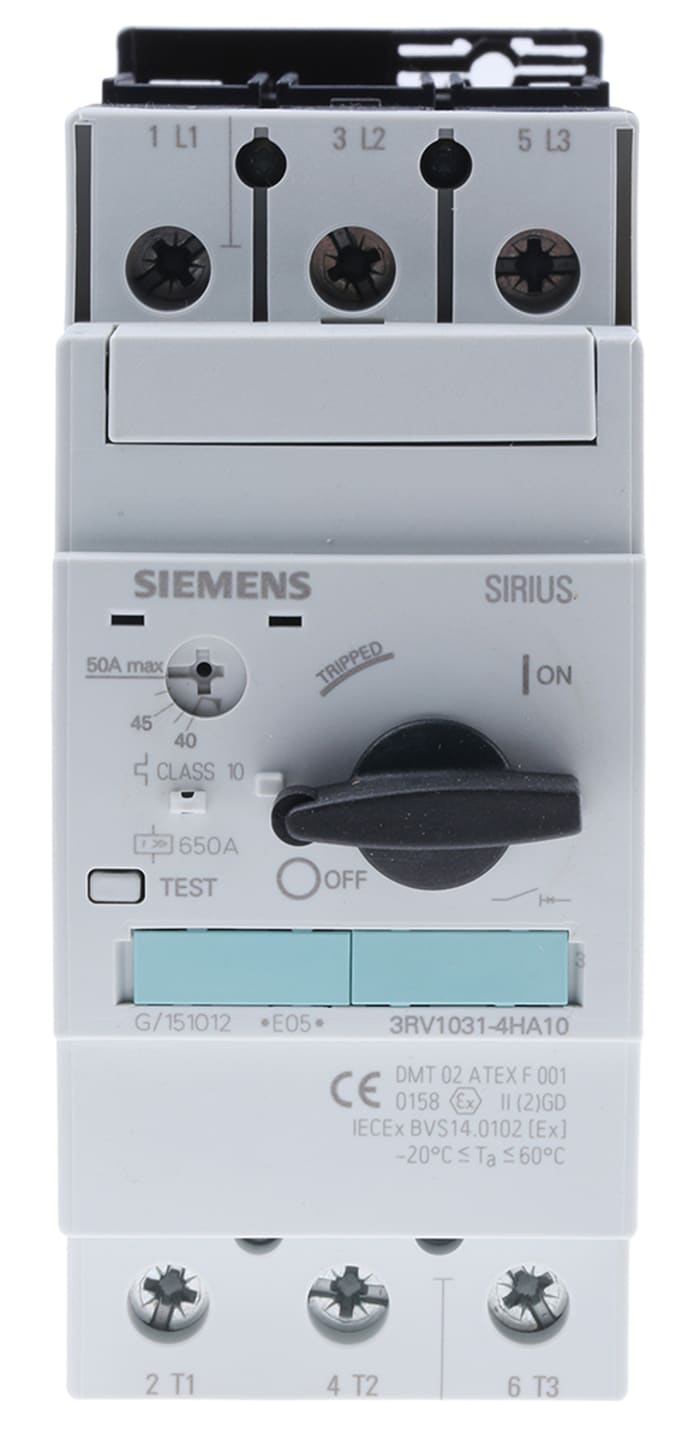 Siemens Sirius Innovation 690 V Motor Protection Circuit Breaker - 3P Channels, 40 → 50 A, 4 kA