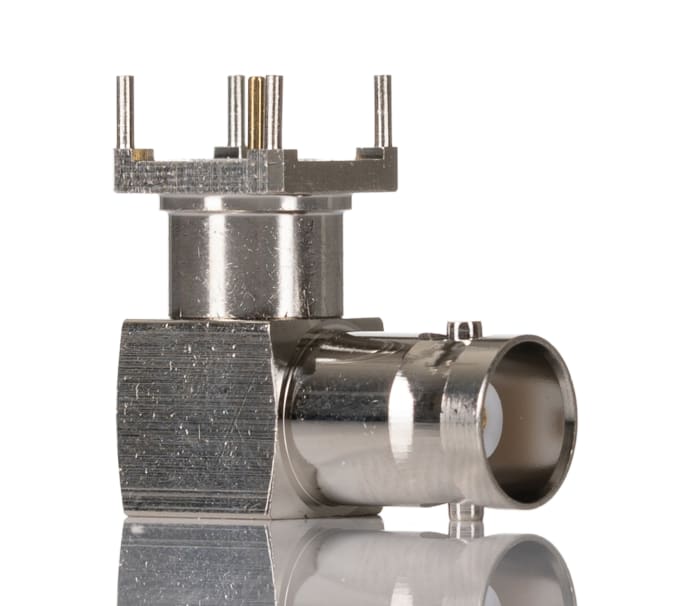 RS PRO, Jack PCB Mount BNC Connector, 50Ω, Solder Termination, Right Angle Body